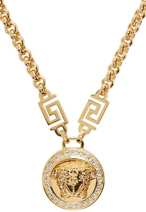 versace medusa pendant with diamonds|Versace Medusa medallion necklace.